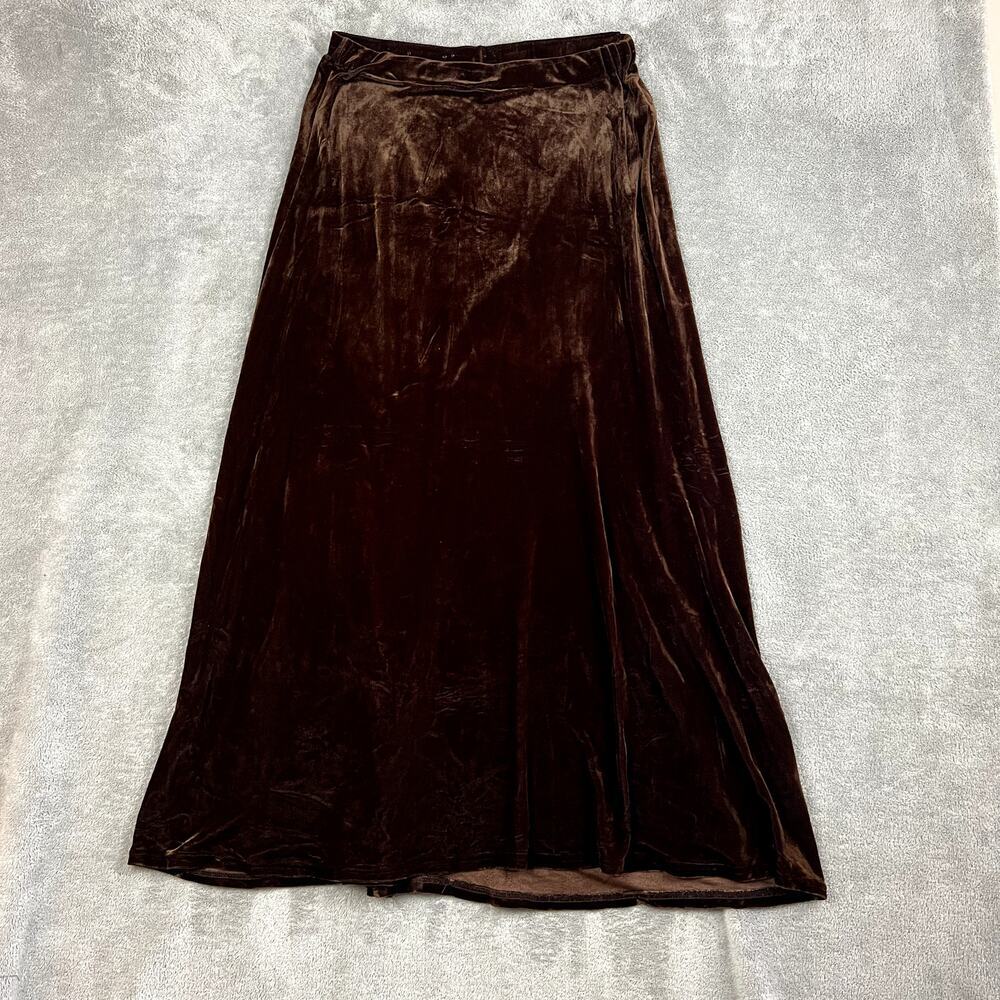 Vintage Mieka Maxi Skirt Womens L Velvet Brown Grunge Eveningwear
